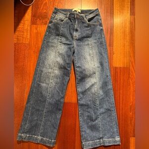 Wide Leg Women's Denim Jeans - Blue Flare